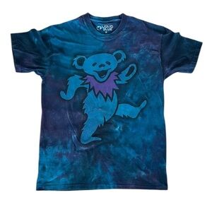 Liquid Blue Grateful Dead Bear blue tie dye short sleeve Tee size medium